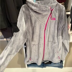 The North Face Heather Gray Jacket with Pink Highlights